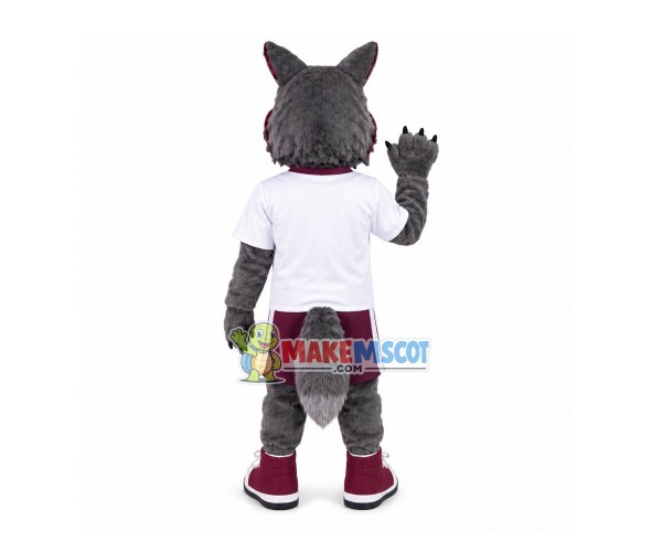 Obedient Gray Wolf Of Wolves Mascot Costume Obedient Gray Wolf Of Wolves Mascot Costume