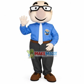 Bald Agency Staff Wearing Glasses Mascot Costume Bald Agency Staff Wearing Glasses Mascot Costume