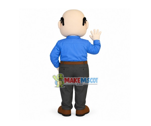 Bald Agency Staff Wearing Glasses Mascot Costume Bald Agency Staff Wearing Glasses Mascot Costume