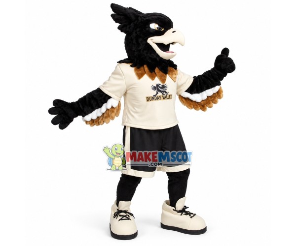 Secondary School Black Falcon Mascot Adult Costume Secondary School Black Falcon Mascot Adult Costume