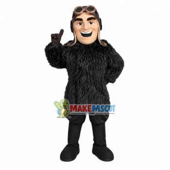 Pilot In The Warm Fur Coat Mascot Costume