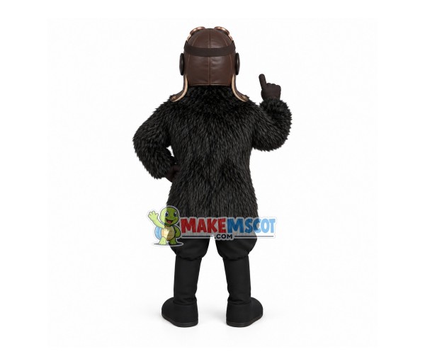 Pilot In The Warm Fur Coat Mascot Costume Pilot In The Warm Fur Coat Mascot Costume