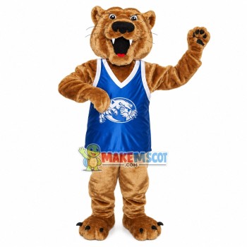 Forceful Brown Tiger With Long Vest Mascot Costume