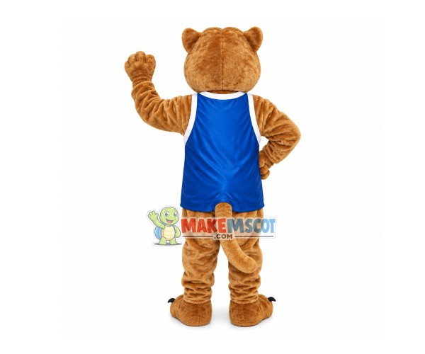 Forceful Brown Tiger With Long Vest Mascot Costume Forceful Brown Tiger With Long Vest Mascot Costume