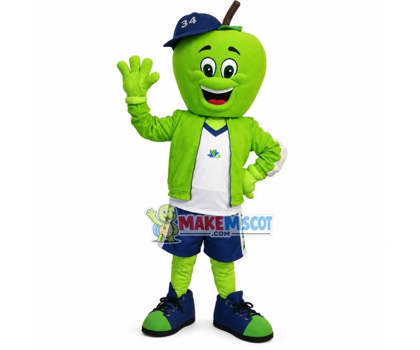 Green Apple Of The Education Communication Mascot Costume Green Apple Of The Education Communication Mascot Costume
