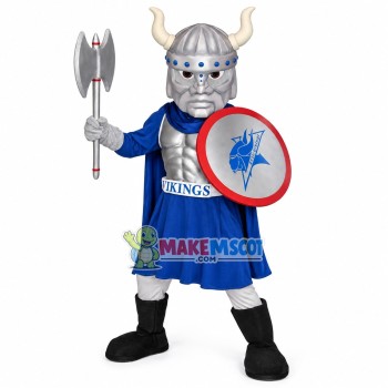 Muscular Spartan Warrior In Silver Armor Mascot Costume