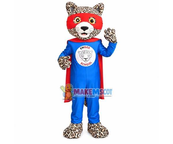 Superman Leopard Mascot Costume For School Superman Leopard Mascot Costume For School