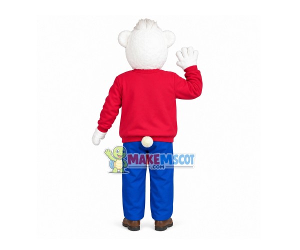 Kind Polar Bear Wearing Printed Sweater Mascot Costume Kind Polar Bear Wearing Printed Sweater Mascot Costume