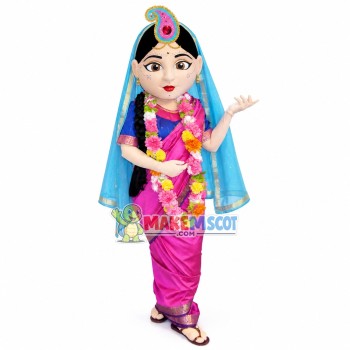 Rich Indian Women In Traditional Clothing Mascot Costume