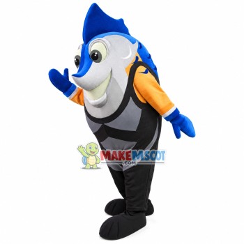 Colored Deep-sea Fish In Diving Suit Mascot Costume Colored Deep-sea Fish In Diving Suit Mascot Costume