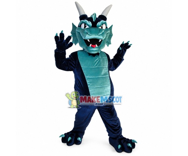 Fierce Evil Dragon With Sharp Horns Mascot Costume Fierce Evil Dragon With Sharp Horns Mascot Costume