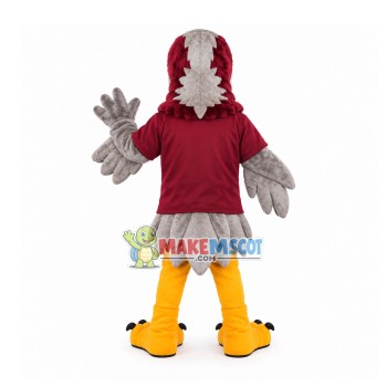 Hale Gray & Red Brown Falcon Mascot Adult Costume Hale Gray & Red Brown Falcon Mascot Adult Costume