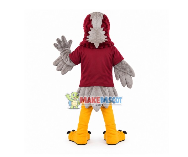 Hale Gray & Red Brown Falcon Mascot Adult Costume Hale Gray & Red Brown Falcon Mascot Adult Costume