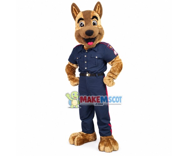 Alert Police Wolfdog Mascot Costume