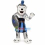 The Brave Polar Bear With Silver Armor Mascot Costume