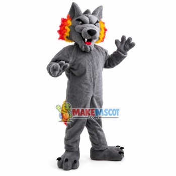 Sharp Teeth Wolf With Power Mascot Costume