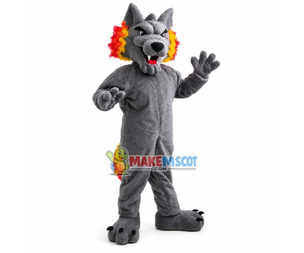 Sharp Teeth Wolf With Power Mascot Costume Sharp Teeth Wolf With Power Mascot Costume