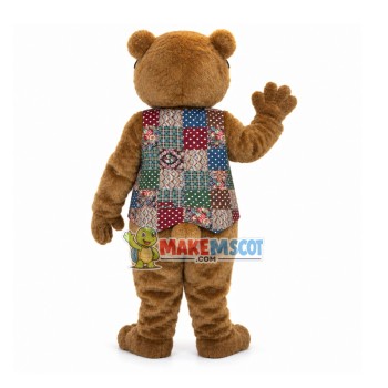 The Spectacled Bear Manager In Flower Vest Mascot Costume