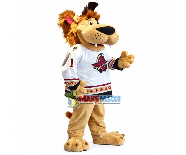 Energetic Lion With Team Suit Mascot Costume Energetic Lion With Team Suit Mascot Costume
