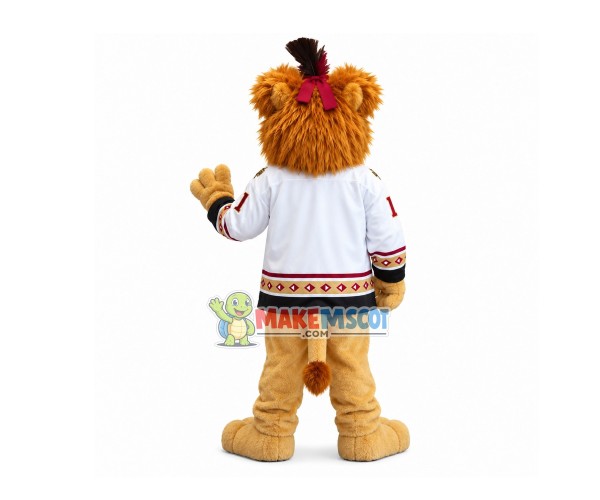 Energetic Lion With Team Suit Mascot Costume Energetic Lion With Team Suit Mascot Costume