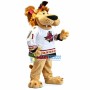 Energetic Lion With Team Suit Mascot Costume