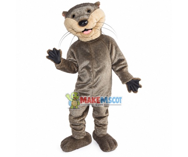 Merry Plush Grey Beaver Mascot Costume Merry Plush Grey Beaver Mascot Costume
