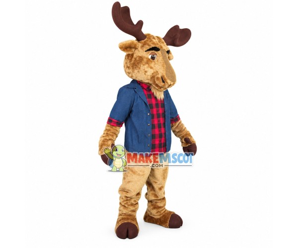 Elder Elk Wearing Plaid Shirt Mascot Costume Elder Elk Wearing Plaid Shirt Mascot Costume