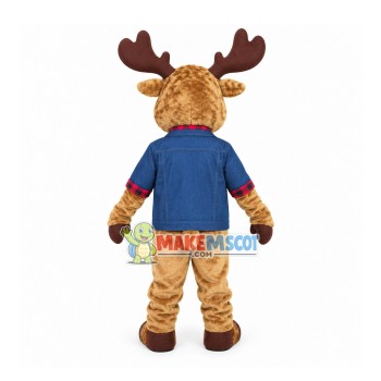 Elder Elk Wearing Plaid Shirt Mascot Costume Elder Elk Wearing Plaid Shirt Mascot Costume