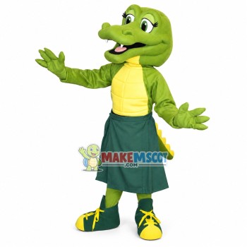 Experienced Chef Crocodile With Apron Mascot Costume Experienced Chef Crocodile With Apron Mascot Costume