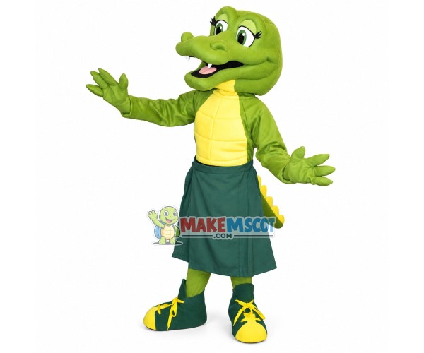 Experienced Chef Crocodile With Apron Mascot Costume Experienced Chef Crocodile With Apron Mascot Costume