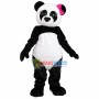 Pretty Girl Panda Wearing Pink Hairpin Mascot Costume