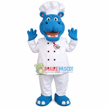 Chef Hippo With Nice Food Service Mascot Costume