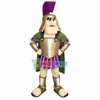 Big Head Warrior With Armor Mascot Costume