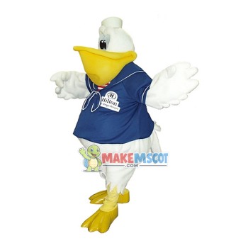 Fat Pelican In Uniform Mascot Costume For Hotel Fat Pelican In Uniform Mascot Costume For Hotel