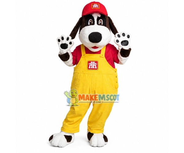 Gentle Black & White Dog With Smiling Face Mascot Costume Gentle Black & White Dog With Smiling Face Mascot Costume