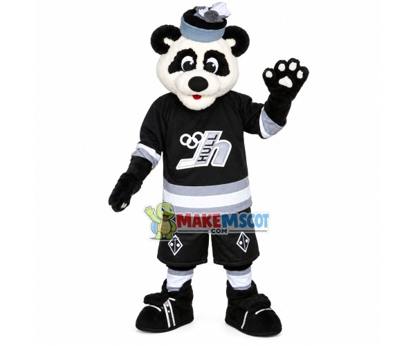 Social Panda With Hat Mascot Costume Social Panda With Hat Mascot Costume