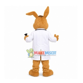 Auscultating Professional Doctor Rabbit Mascot Costume Auscultating Professional Doctor Rabbit Mascot Costume