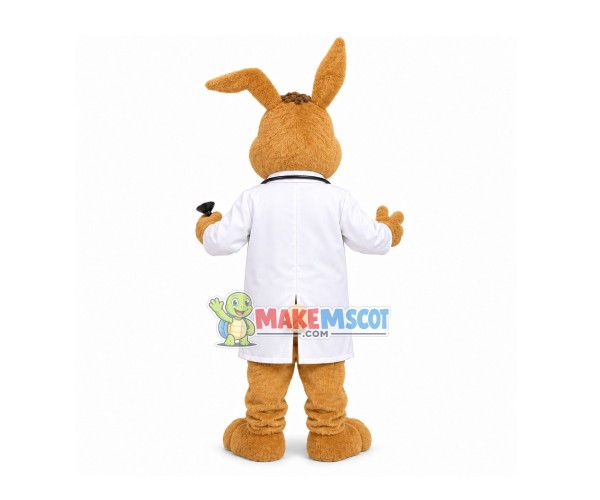 Auscultating Professional Doctor Rabbit Mascot Costume Auscultating Professional Doctor Rabbit Mascot Costume