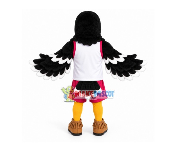Sport Black Eagle Mascot Costume With Raised Wings Sport Black Eagle Mascot Costume With Raised Wings