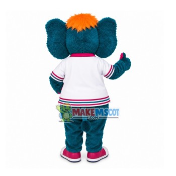 Colored Furry Elephant With Long Pink Ears Mascot Costume Colored Furry Elephant With Long Pink Ears Mascot Costume