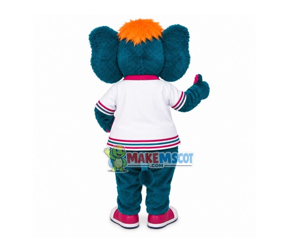 Colored Furry Elephant With Long Pink Ears Mascot Costume Colored Furry Elephant With Long Pink Ears Mascot Costume