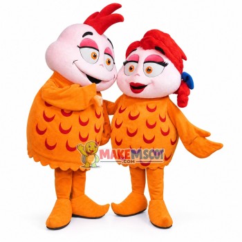 Attractive Voluptuous Chicken Couple Mascot Costume Attractive Voluptuous Chicken Couple Mascot Costume