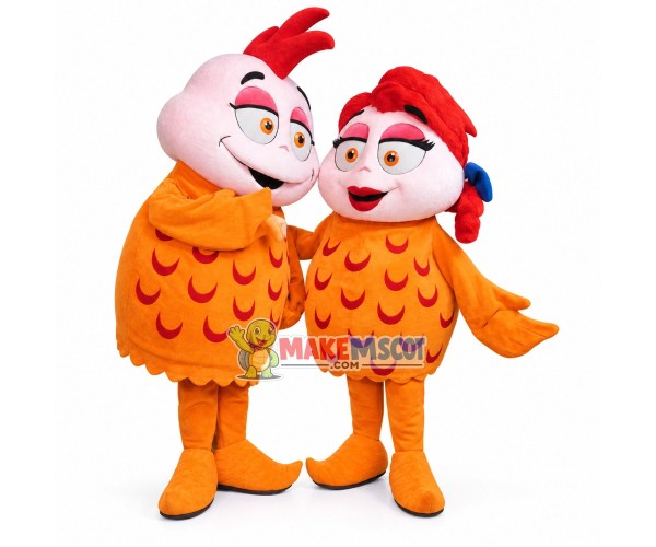Attractive Voluptuous Chicken Couple Mascot Costume