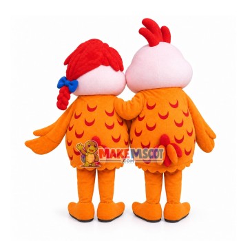 Attractive Voluptuous Chicken Couple Mascot Costume Attractive Voluptuous Chicken Couple Mascot Costume