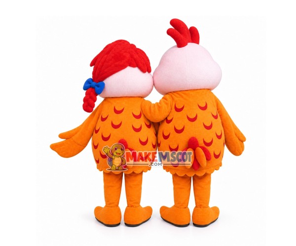 Attractive Voluptuous Chicken Couple Mascot Costume Attractive Voluptuous Chicken Couple Mascot Costume