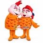 Attractive Voluptuous Chicken Couple Mascot Costume