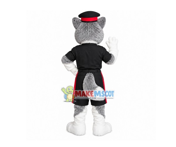 The Sociable Police Chief Wolf Mascot Costume The Sociable Police Chief Wolf Mascot Costume