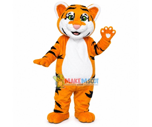 Lovely Little Tiger With Green Eyes Mascot Costume Lovely Little Tiger With Green Eyes Mascot Costume