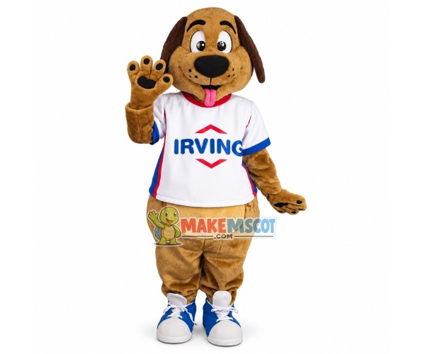 Clever Sport Brown Dog Mascot Costume Clever Sport Brown Dog Mascot Costume