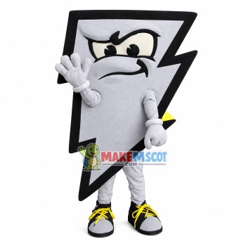 Grey Lightning Sign Mascot Costume Grey Lightning Sign Mascot Costume
